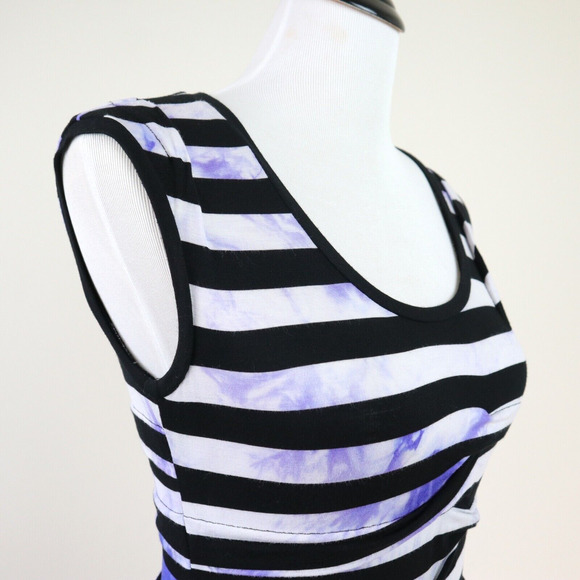 Nicole Miller Artelier Size S Ruched Dress Purple Splash Dye Stripe - Picture 6 of 9